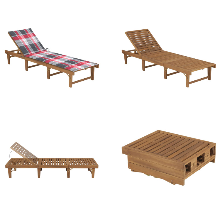 vidaXL Skladacie lehátko s vankúšom z agátového masívu - Lehátko - Lehátka - Drevené ležadlo - Drevené ležadlá