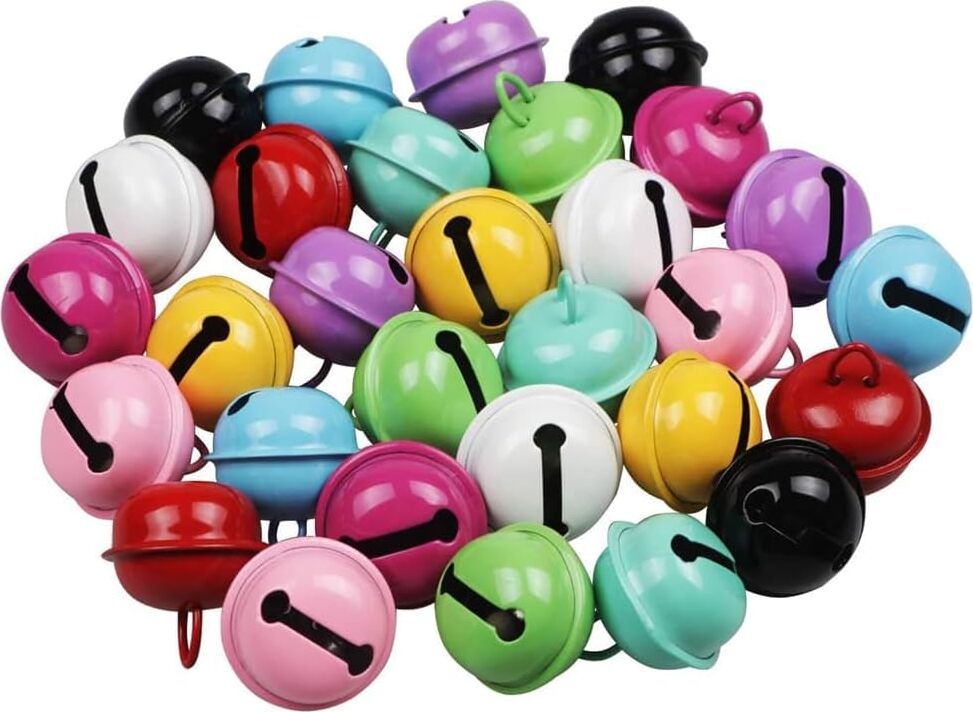 Zimtky 30 Stück Glöckchen, Kleine Glöckchen zum Basteln, Bunt Kleine Glöckchen mit Öse, Kleine Schellen Glöckchen, Glöckchen Anhänger Weihnachten für DIY Schmuck Weihnachten Haustier Glocken -14mm Z250425B0DC6SRMMK