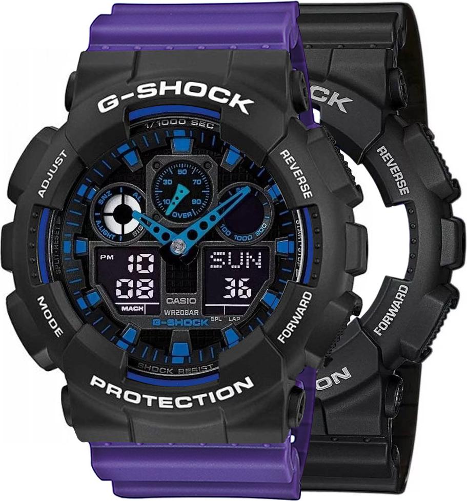 Hodinky Casio G-Shock SET GA-100-1A2ER + BEZEL 10508136 + BAND 10498156 20BAR