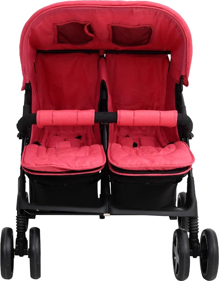 vidaXL Zwillingskinderwagen Rot Stahl 10345