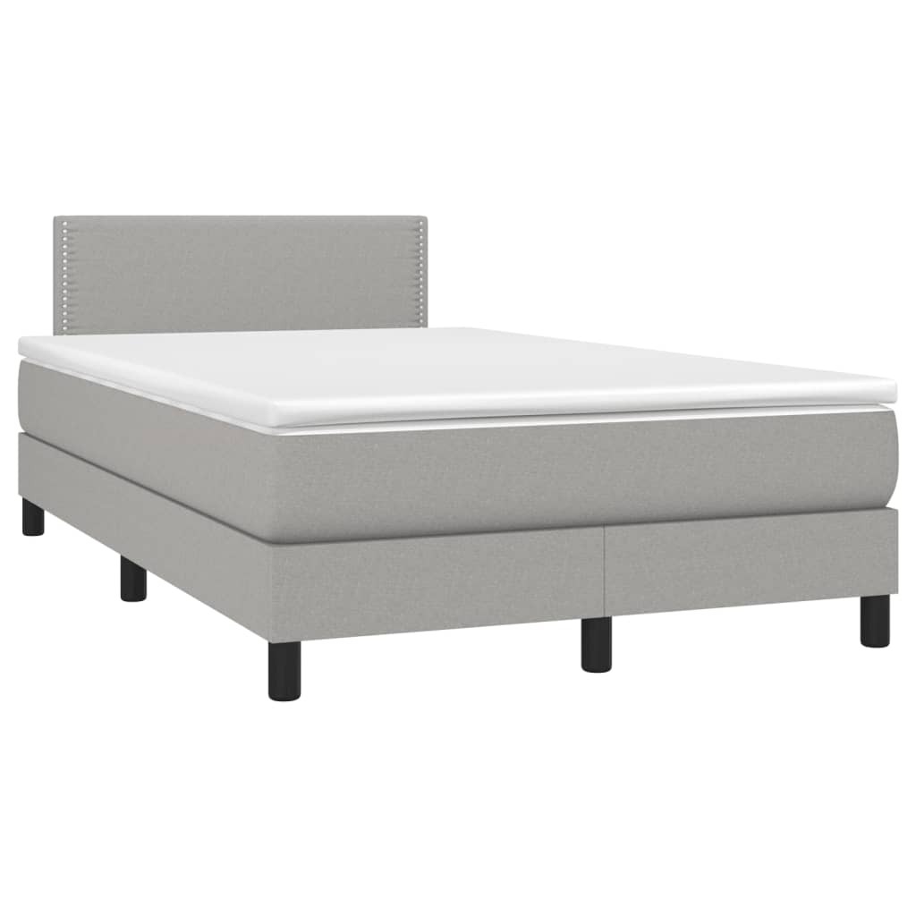 vidaXL Boxspringbett mit Matratze Hellgrau 120x190 cm Stoff 3269716