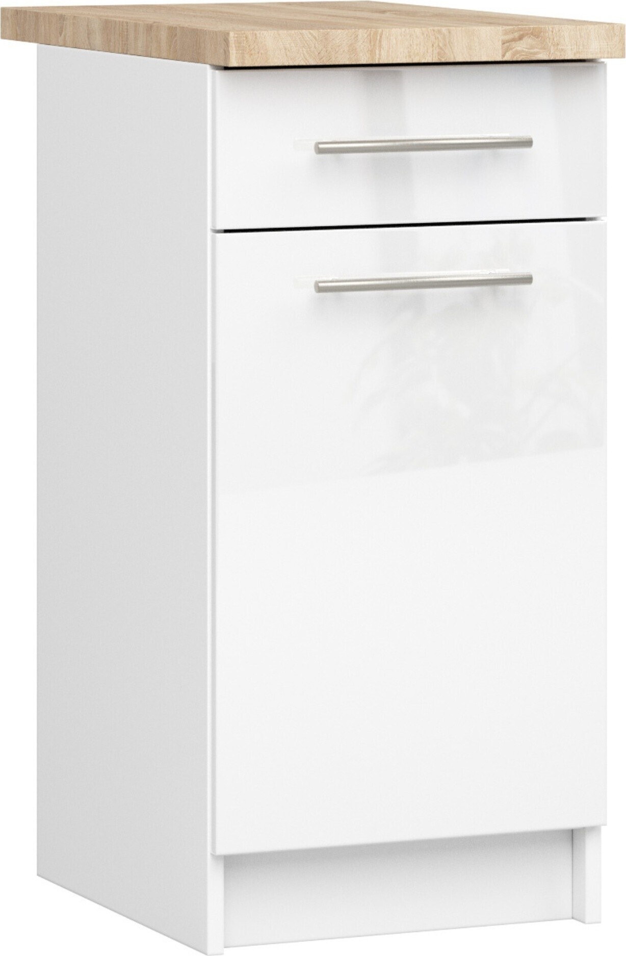 Küchenschrank AKORD OLIWIA S40 Weiß 40cm Front Weiß Hochglanz B40 x H85 x T46cm KS0POLIBIABIAPOL004