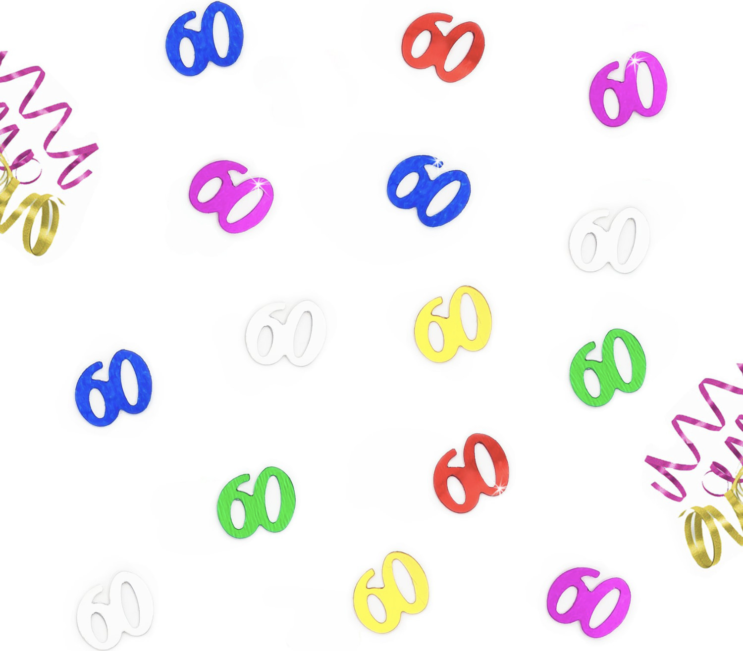 Folien-Konfetti 60. Geburtstag – Bunt Glänzend, 14 Gramm, Ca. 1 Cm Große Zahlen