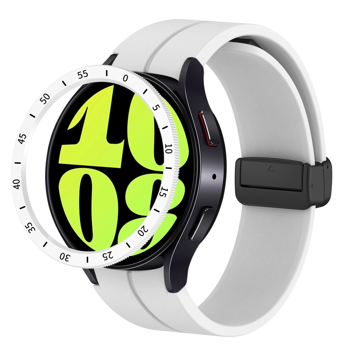 Pre Samsung Galaxy Watch 6 Classic 47 mm Ochranný rámček Timeline White