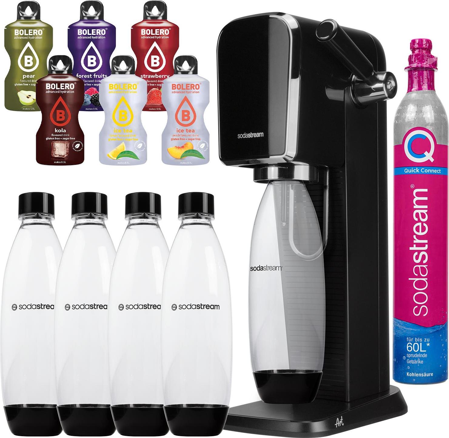 Výrobník perlivej vody SodaStream Art Black + fľaše SodaStream 3 ks čierne 1 l poistka + Bolero