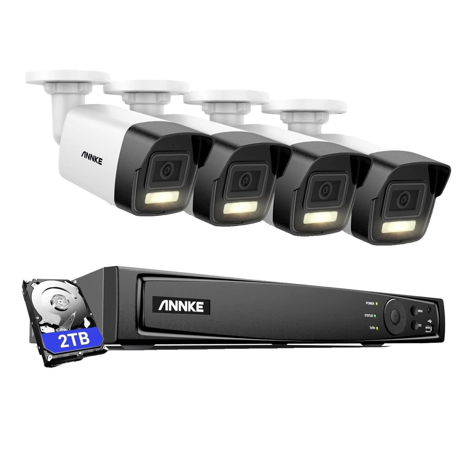 Súprava na sledovanie videa, rozlíšenie 12 MP, inteligentné nočné videnie s dvojitým osvetlením, 4 kusy 2 TB