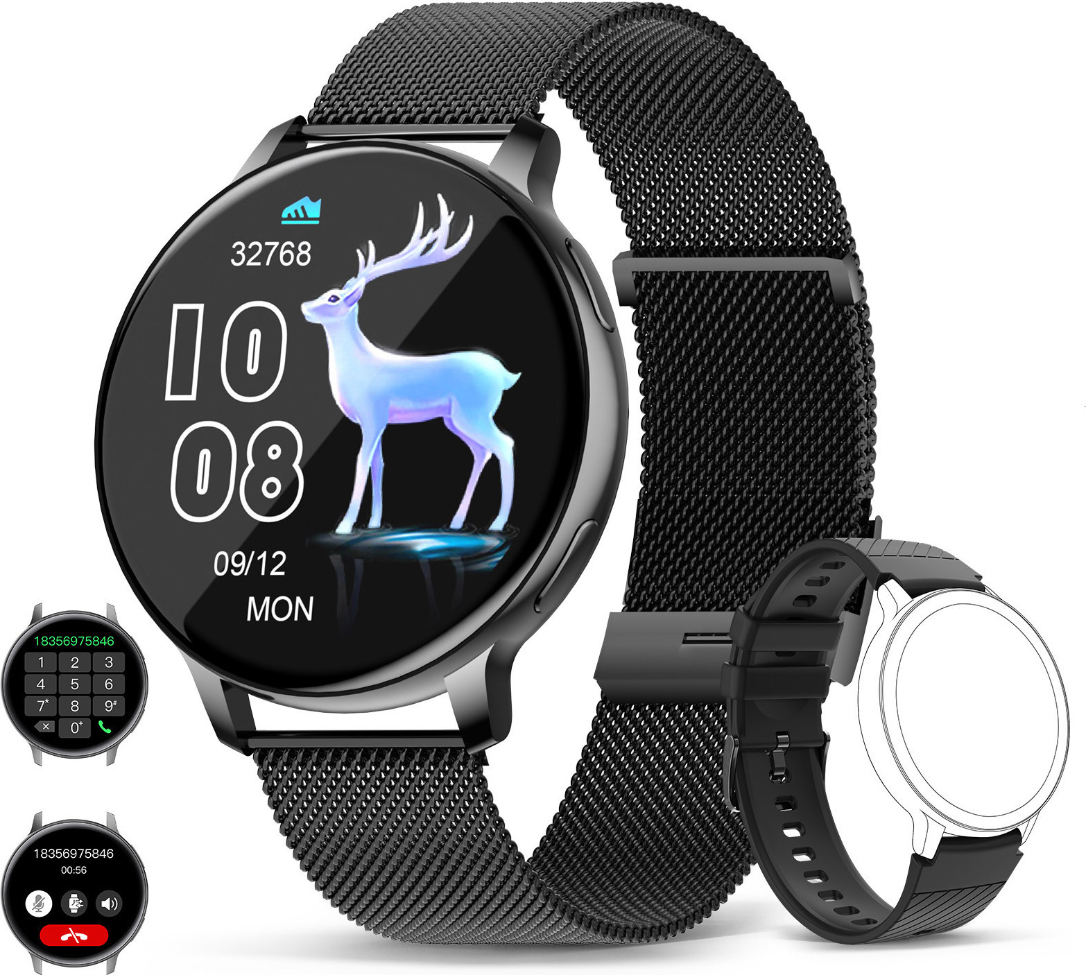 Smartwatch Muži Bluetooth Hlasové volanie Monitor srdcovej frekvencie Zdravie 1,39 palca veľký displej Módny šport IP67 vodotesný Ženy Smartwatch