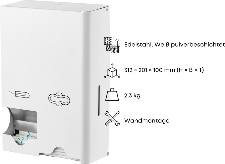 MediQo-line Binden- und Tampospender zur Aufputzmontage mit Schloss und Schlüssel, Farbe:Edelstahl ME000092-2