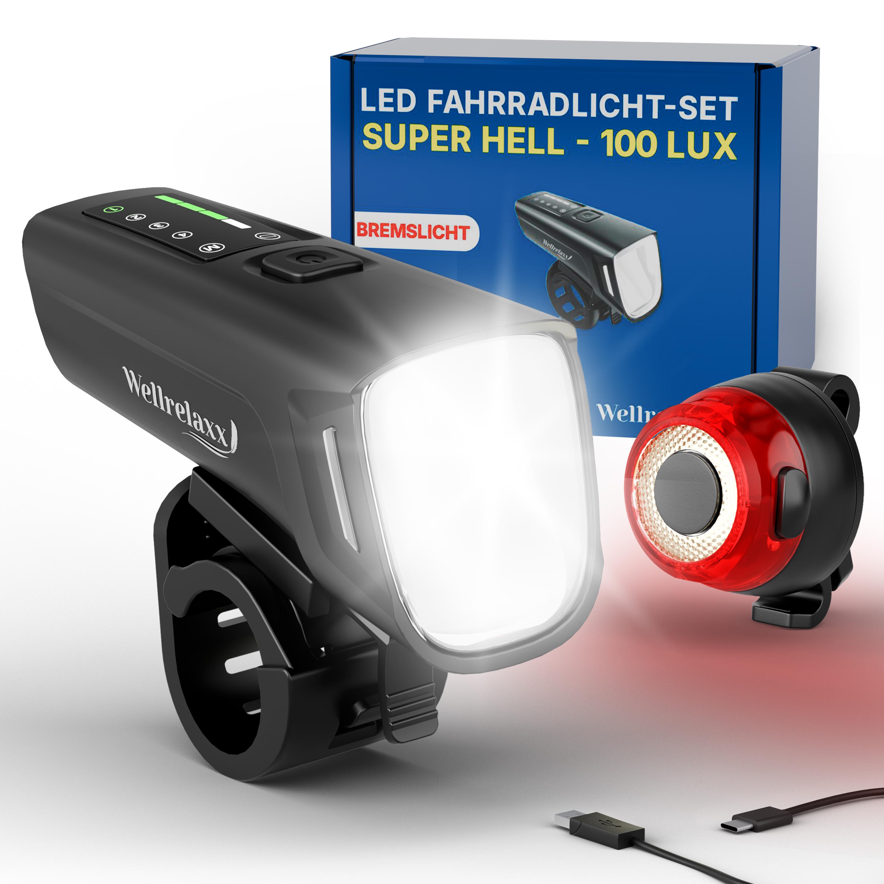 Wellrelaxx LED Fahrradlicht Set USB Aufladbar 100LUX wellrelaxx-led-fahrradlicht-set-usb-aufladbar-100lux
