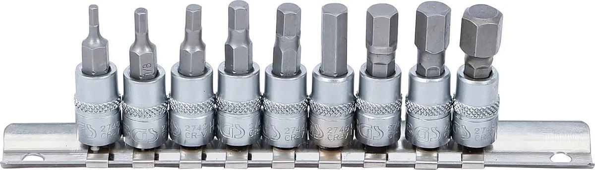 BGS technic Bit-Set / Einsätze Zöllig 3/32 - 3/8 Zoll Antrieb 1/4 / für HEX-Schrauben, SAE