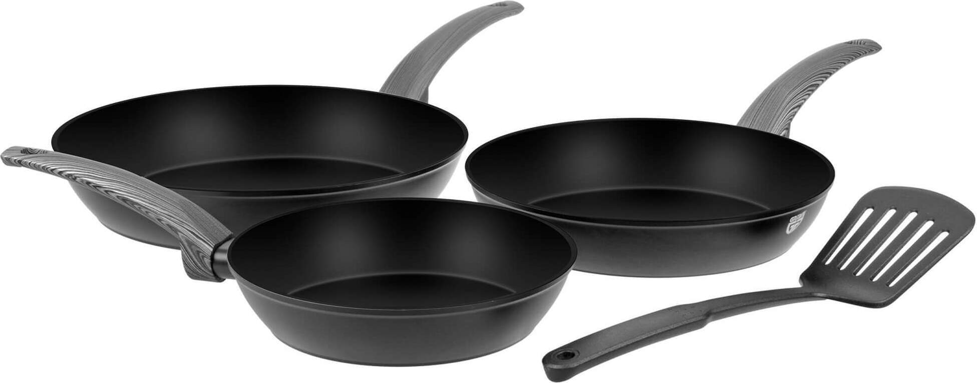 GRÄWE Aluminium-Pfannenset, Ø 20 cm, Ø 24 cm, Ø 28 cm, beschichtet, 3-teilig, inkl. Pfannenwender