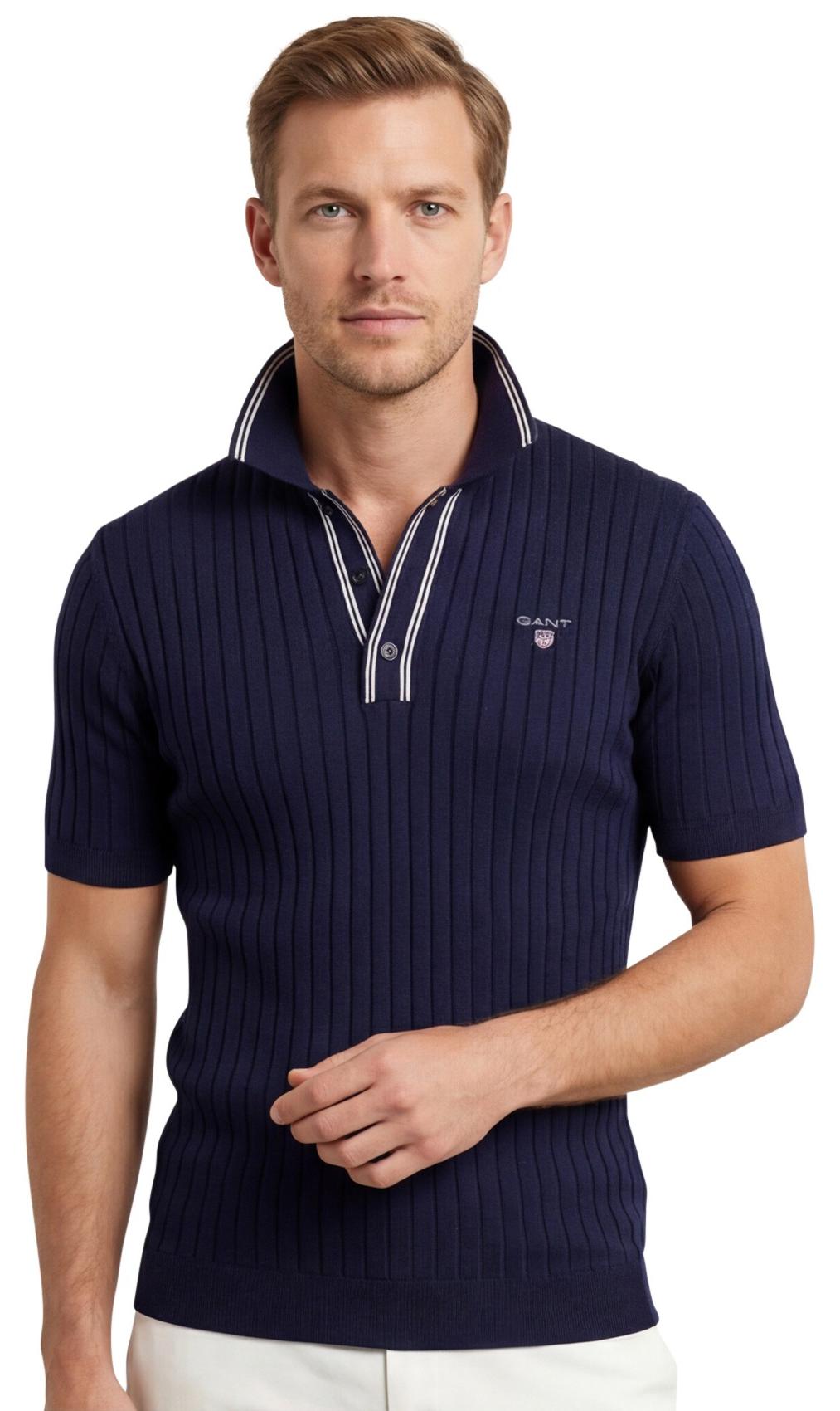 Gant Polo dunkelblau gestreift gestrickt 8030244-433