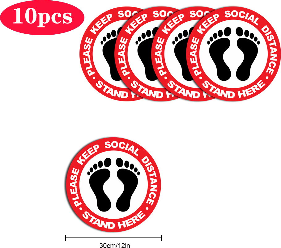 Alle Hersteller 5pcs/10pcs Social Distancing Floor Decals für Sicherheitshinweis Marker Bitte halten Abstandshalter hier 10pcs 671021984