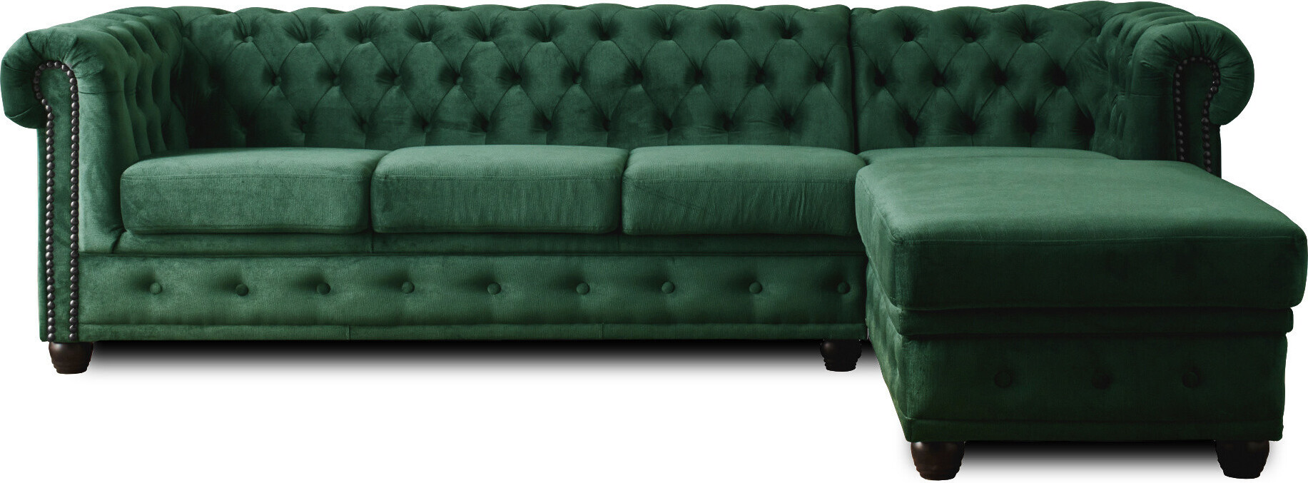 Best Mobilier William, Ecksofa, Grün, 4 Sitz(e), William, Samt, Holz 722V