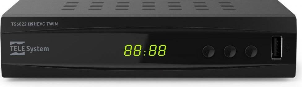 TELE System TS6822 T2HEVC TWIN, Kábel, Full HD, DVB-T, DVB-T2, 704 x 576,720 x 576,1280 x 720,1920 x 1080, 576i, 576p, 720p, 1080i, 1080p, 4:3, 16:9