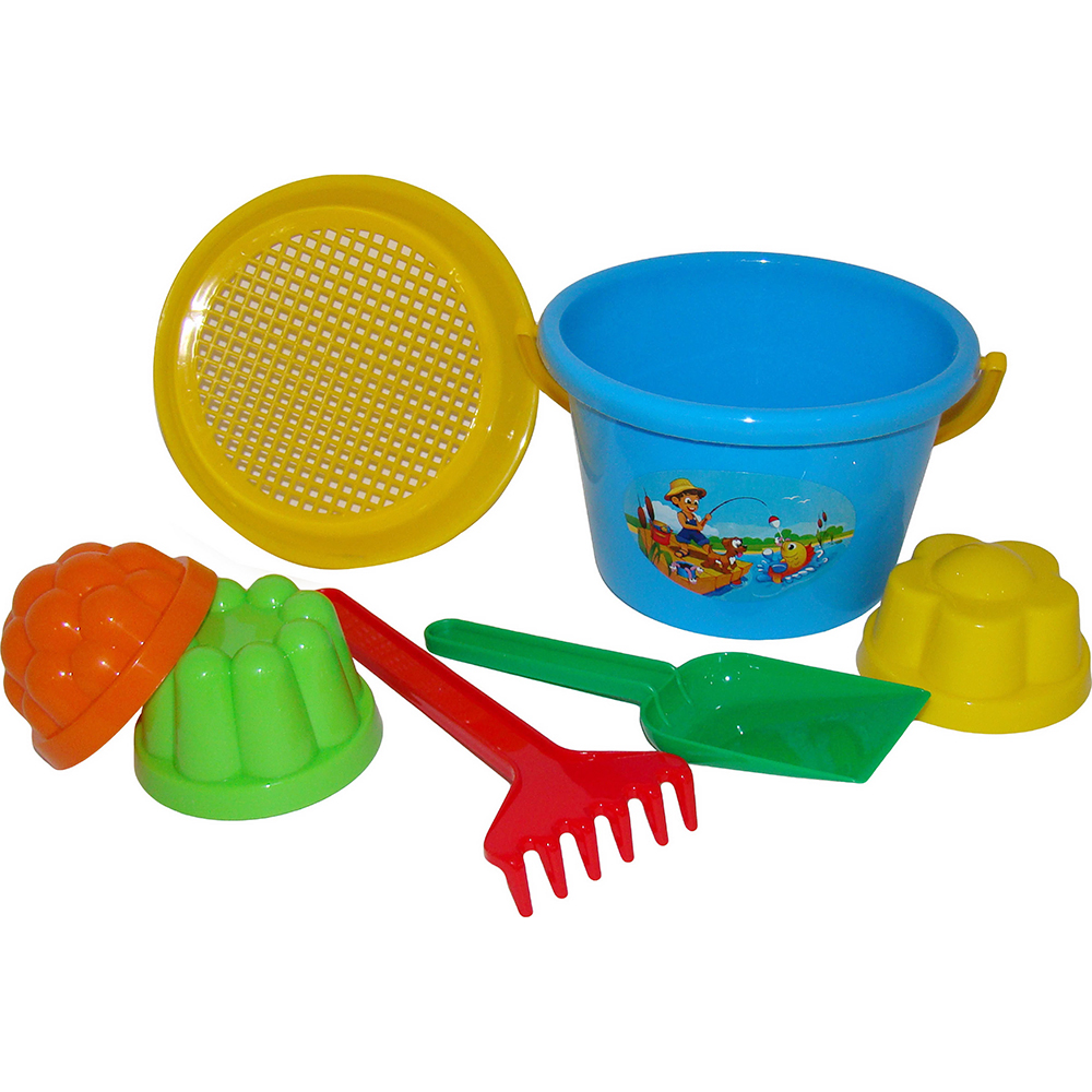 Eimergarnitur Sandkastenspielzeug Strandspielzeug mit Sieb Set WADER 7-tlg 