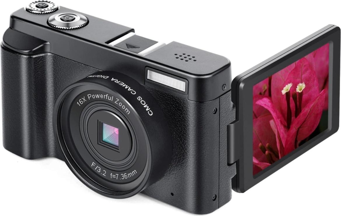 INF 4K Digitalkamera 48MP mit Klappbildschirm & Smart Shooting Schwarz 404031