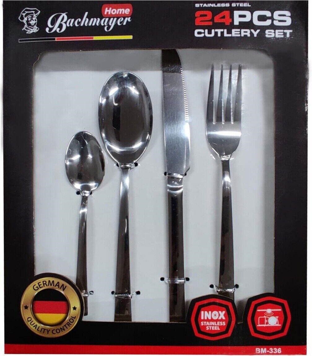 Bachmayer Besteckset 24 teilig Edelstahl Essbesteck 6 Personen Tafel Besteck Rostfrei BM-338