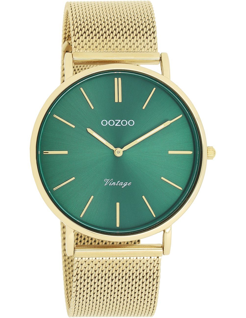 Oozoo náramkové hodinky zlaté kovové pletivo Vintage série dámske analógové Quartz hodinky UOC20294