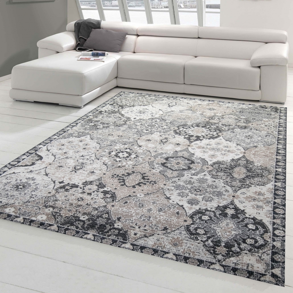 Teppich-Traum Teppich Orient Teppich Outdoor Wohnzimmerteppich Ornamente in grau Größe - 60 x 110 cm 20092/0957