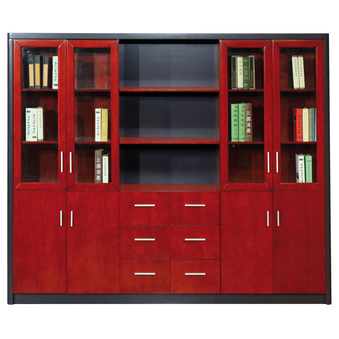 Büromöbel Büro Schrank Aktenschrank BLOOMFIELD Kirsch 2x4x2,4m Büro Homeoffice Arbeitszimmer Ordnerschrank Bücherregal Mehrzweckschrank