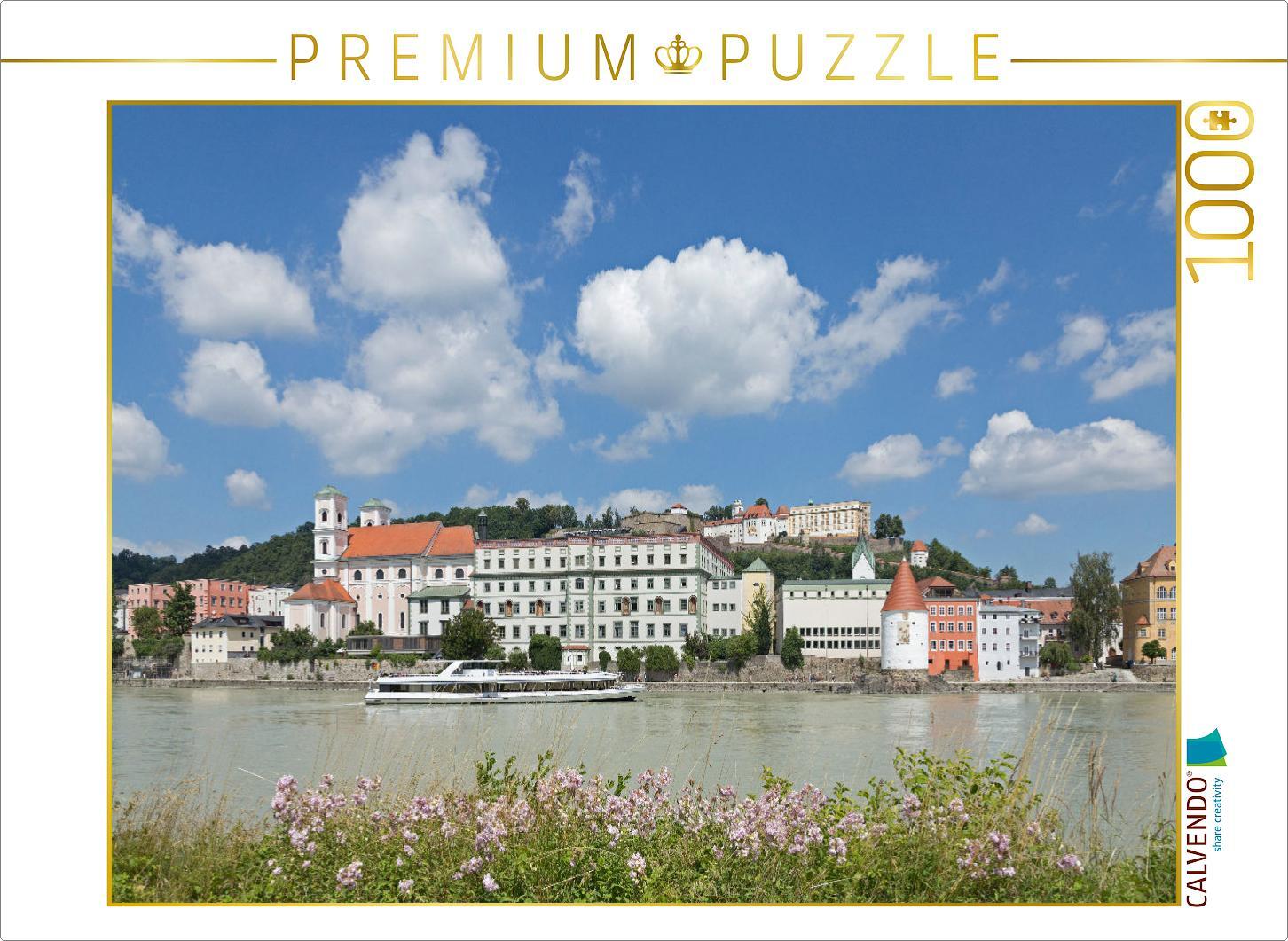 CALVENDO Puzzle Ein Motiv aus dem Kalender Passau - Dreiflüssestadt an Donau, Inn und Ilz | 1000 Teile Lege-Größe 64x48cm Foto-Puzzle für glückliche Stunden