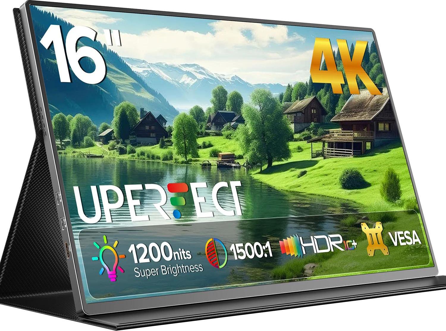 Prenosný herný monitor, rozlíšenie 4K, duálne pripojenie, 4k 1200 nitov, konektor EÚ