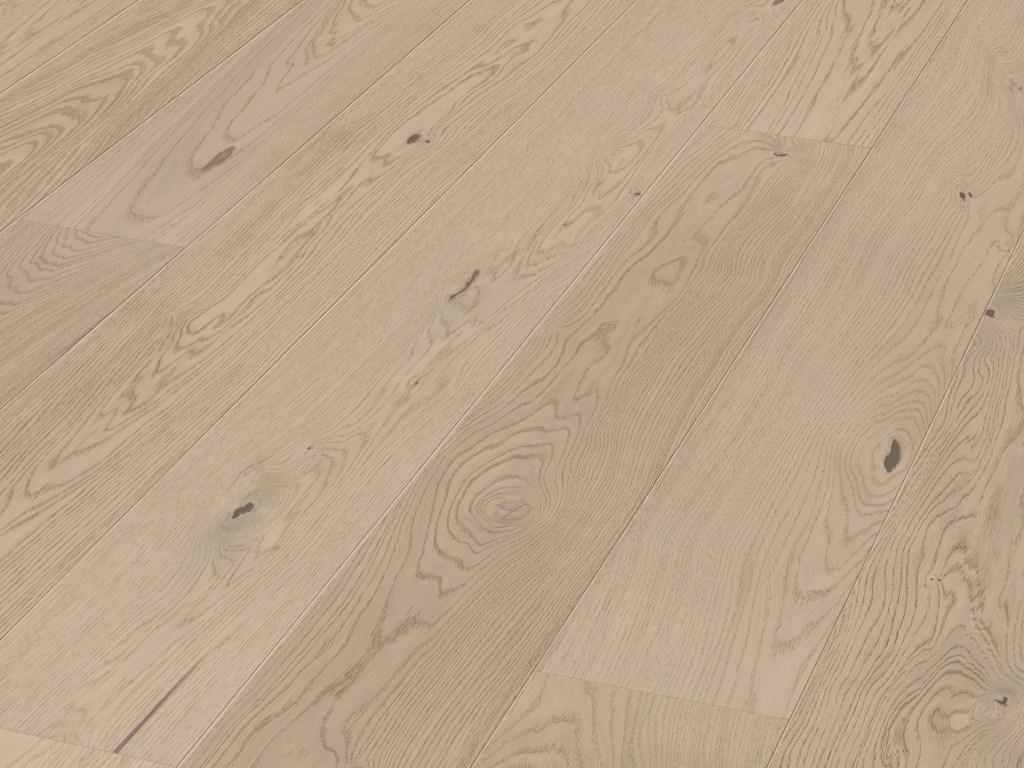 BASICfloor | 2,772 m² | Cremeweiß 20014 Landhausdiele Parkett, Eiche Holz Holzboden, Easy Step HD 100, lebhaft cremeweiß, Parkettboden, Klick Parkett L4021308