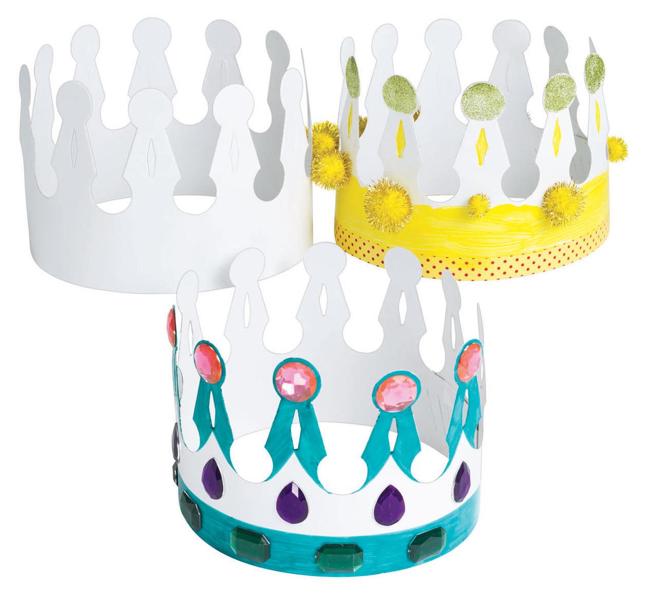 Colorations Bastelkrone weiß - Gestalte deine eigene Krone Set 24 Stück 6040022