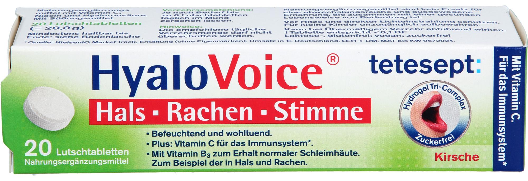 MERZ CONSUMER CARE Tetesept HyaloVoice Lutschtabletten für Hals, Rachen und Stimme, 20 St. Tabletten 19284098