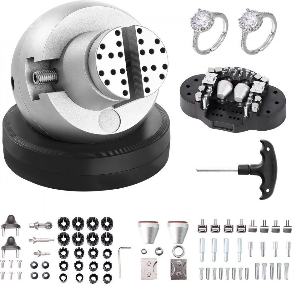 Schmuck Kugelschraubstock Profi Set - Gravierwerkzeug 127-mm Kugeldurchmesser, Kugelschraubstock für Juwelierarbeiten 98-mm Max. Öffnung - Verchromt
