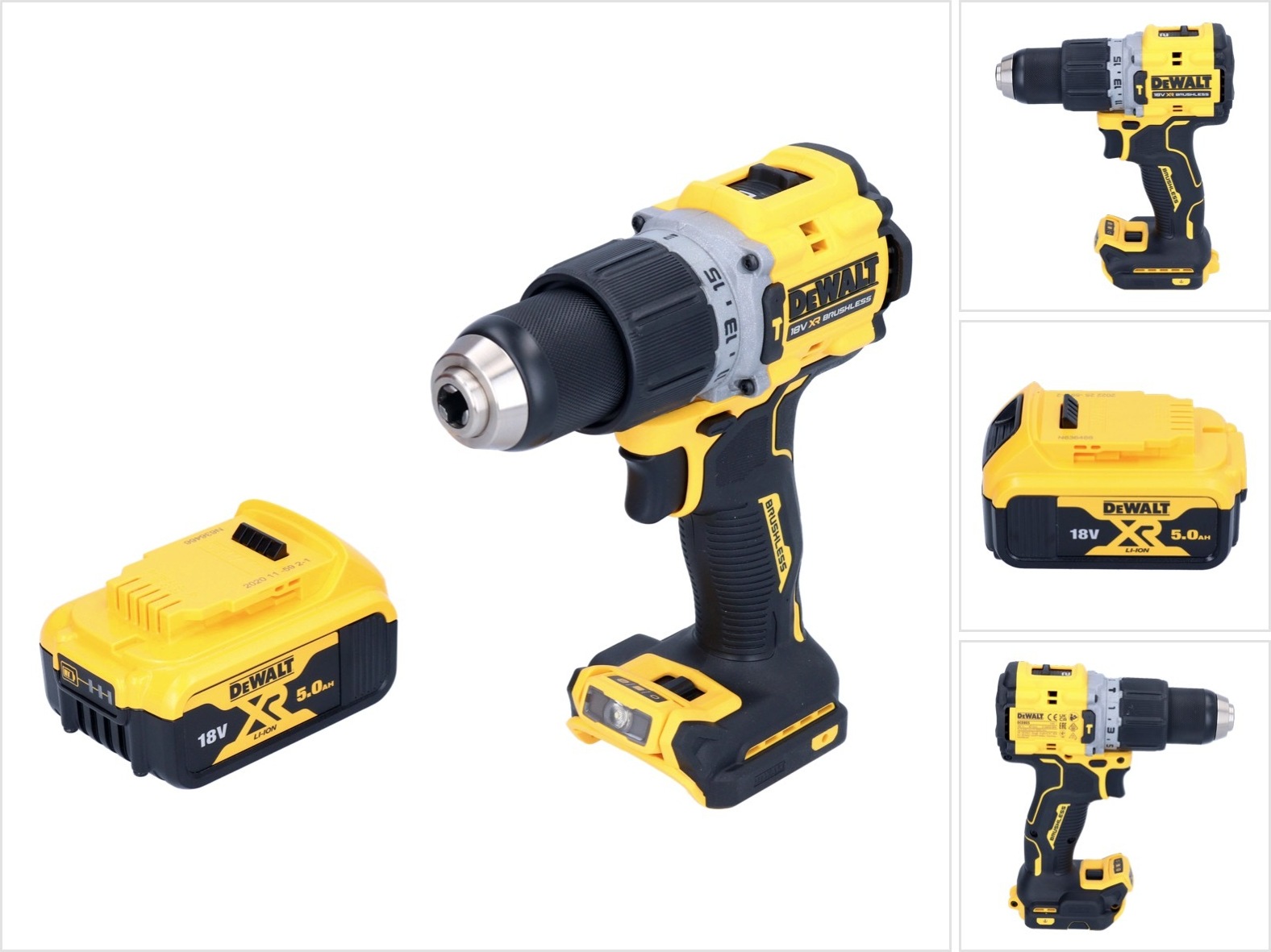 Akumulátorová príklepová vŕtačka DeWalt DCD 805 N 18 V 90 Nm bez kefiek + 1x akumulátor 5,0 Ah - bez nabíjačky