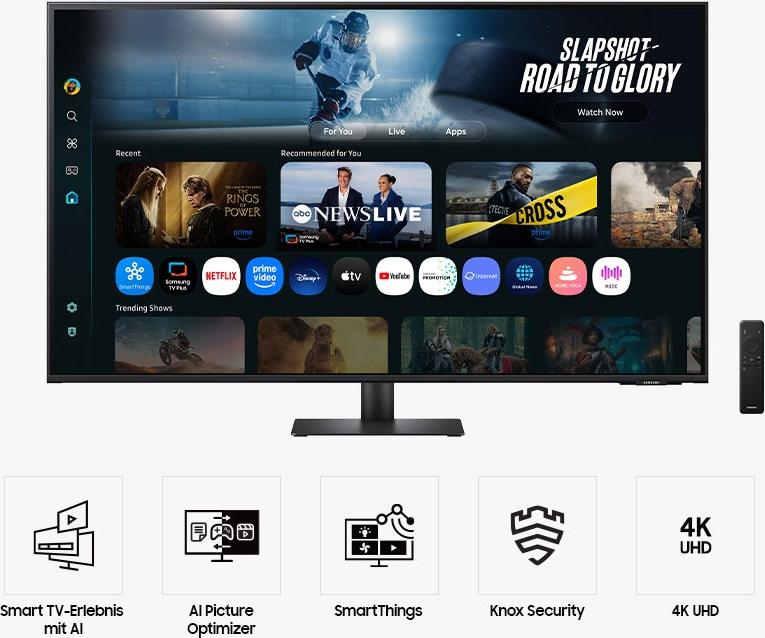 Samsung M70F, 109,2 cm (43"), 3840 x 2160 px, 4K Ultra HD, LCD, 4 ms, Čierna