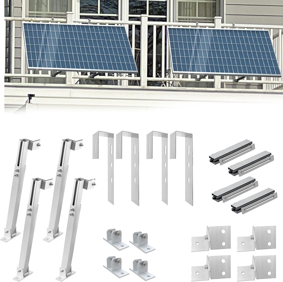 Gliese Für 2 Solarmodule Premium Montageset Balkongelände Balkonkraftwerk Halterung Aufständerung Balkon Geländer eckig YMGF00090-2*2@GLCYL