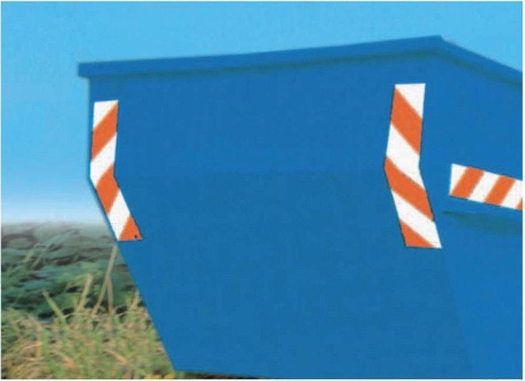 Sonstige Container-Warnmarkierung 705 x 141 mm, 1 Satz = 4 linksweisend & 4 rechtsweisend