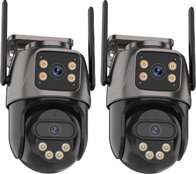 Vonkajšia IP kamera, dvojitý objektív, farebné nočné videnie, 2 ks bez karty, zástrčka EÚ