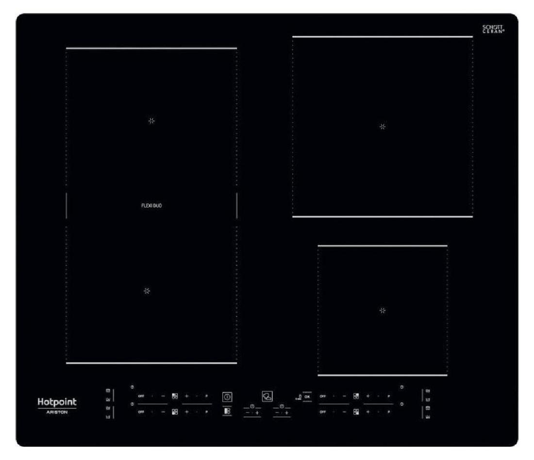 Hotpoint HB 3160C NE, Čierna, Vstavaný, 59 cm, Indukčná varná doska so zónami, Sklo, 4 zone(s)