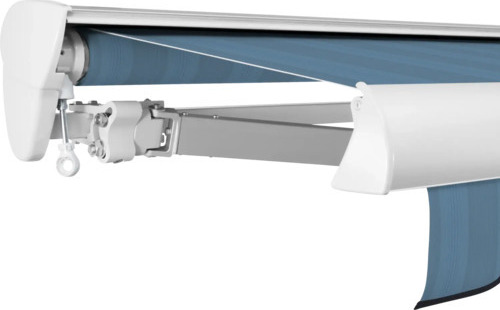 SOLUNA Halbkassettenmarkise Classic 5,5x2 Dessin 320916 Gestell E6EV1 silber eloxiert Antrieb links inkl. Kurbel