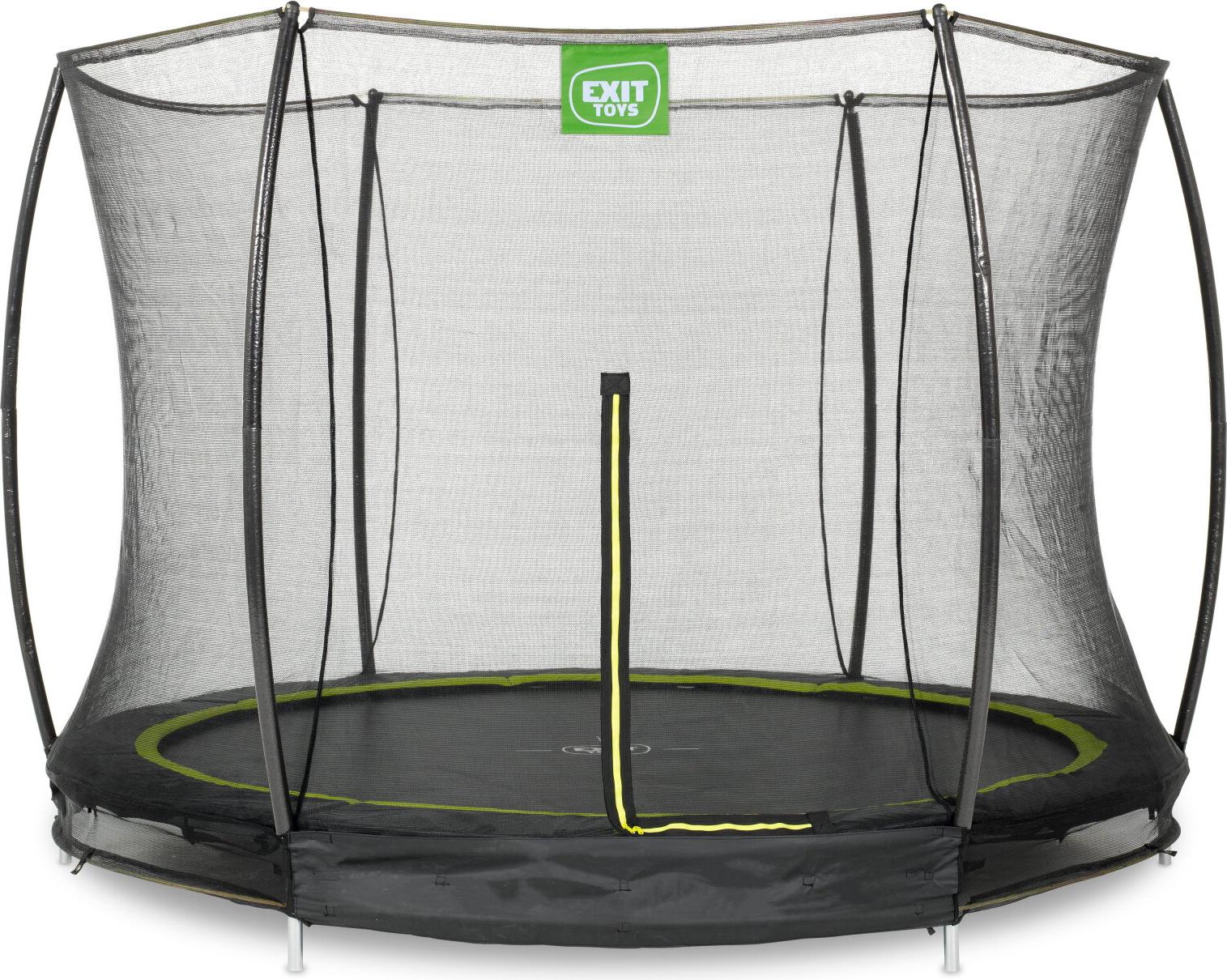 Trampolína EXIT Silhouette, priemer 244 cm, s bezpečnostnou sieťou, podlahová trampolína, okrúhla, pre deti, čierna