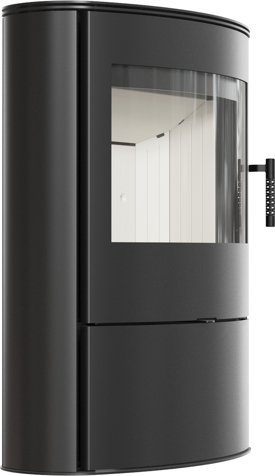 Oceľová kachliarska koza GRATKI AB/S/2/ROLLO Ø 150 10 kW z lesklej ocele