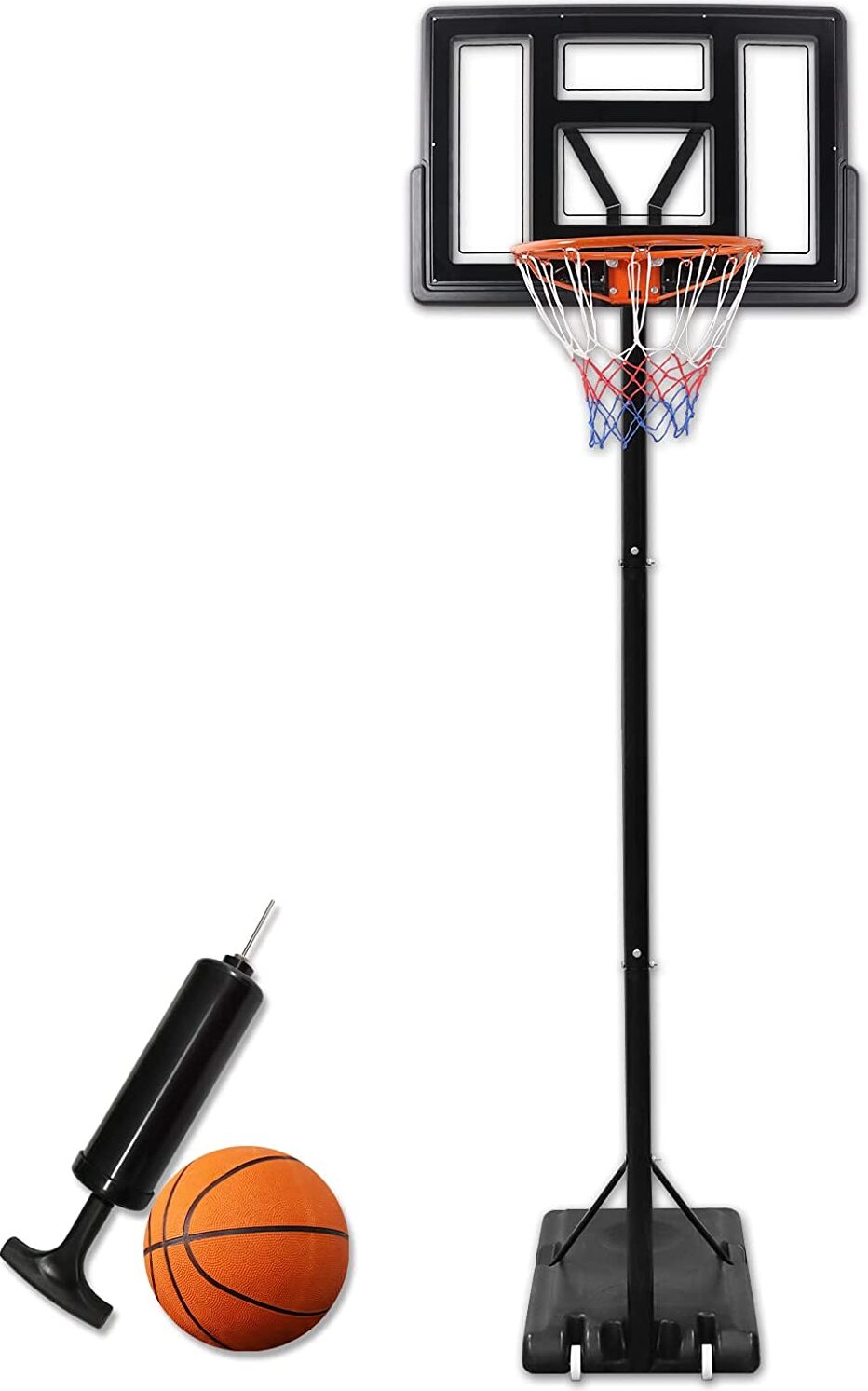 TRMLBE Basketballkorb 305cm Mini Basketballkörbe mit Ständer Rollen Outdoor Basketball Korb 135-305cm Höhenverstellbar Basketballständer Basketball Hoop Satz Basketballanlage für Kinder&Erwachsene