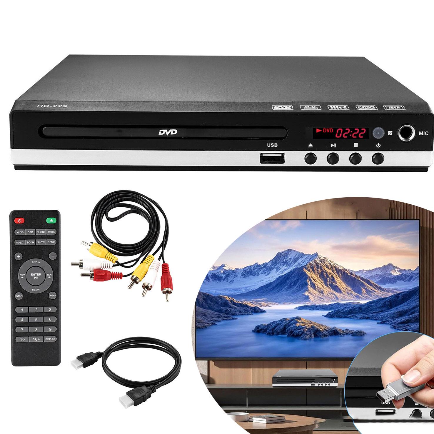 lynker DVD Player für Fernseher, Mini CD/DVD Player, mit HDMI-Anschluss/AV-Ausgang, USB-Anschluss
