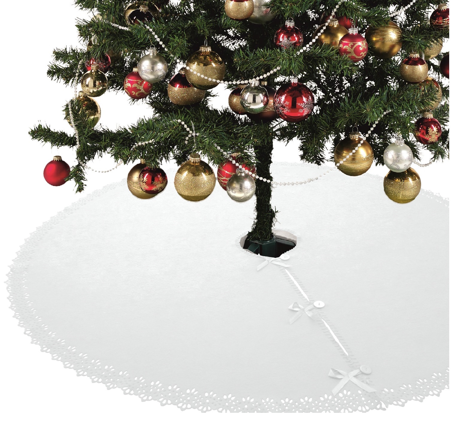 Christbaumdecke Weihnachtsbaum Decke rund 120cm Fleece rot Christbaum Decke 