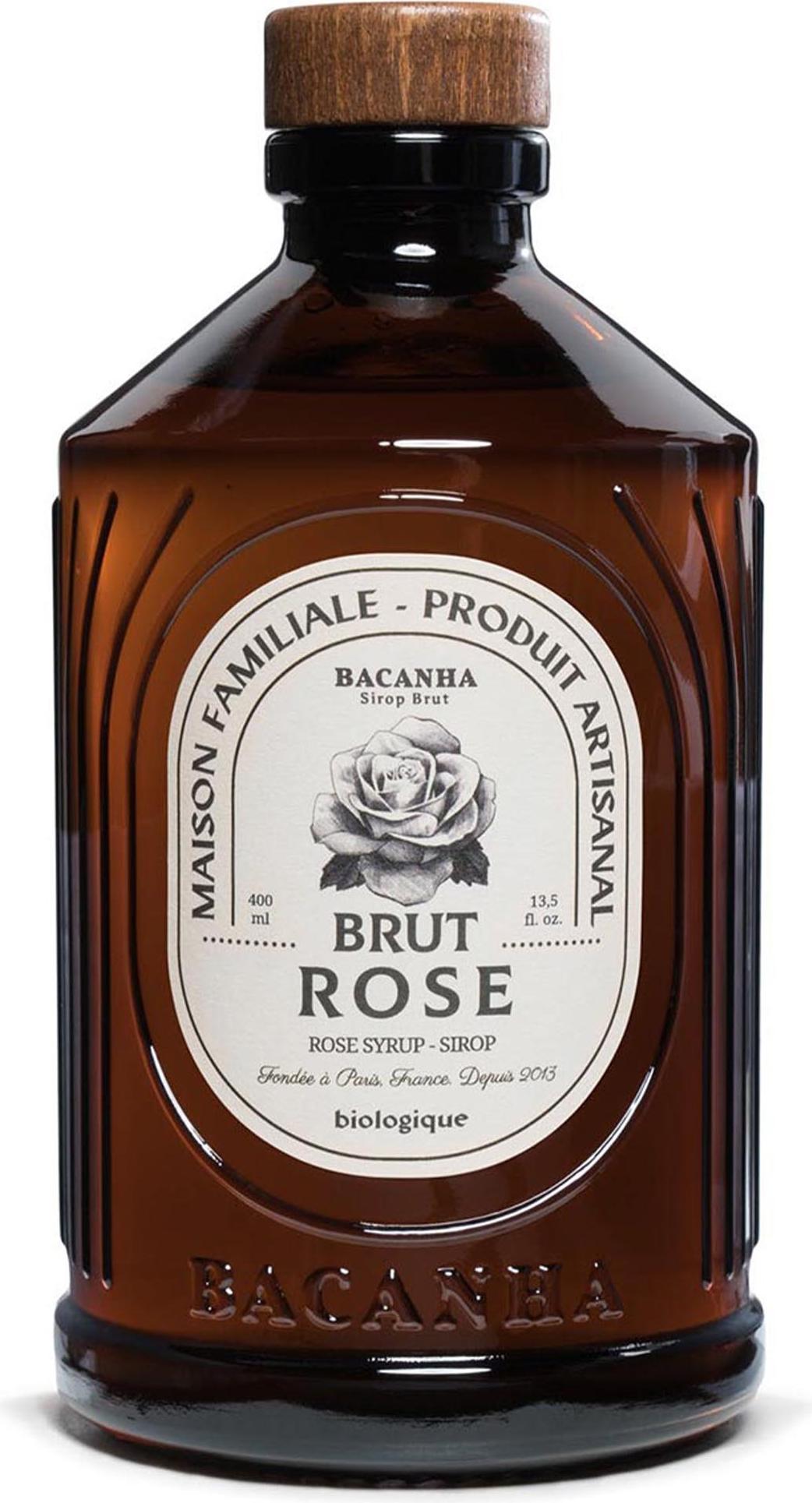 Bacanha Sirop Brut Rose 400ml – -Rosen-Sirup mit -Rohrzucker