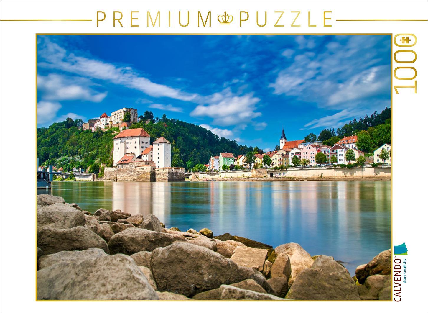 CALVENDO Puzzle Dreiflüssestadt Passau: Ilzmündung | 1000 Teile Lege-Größe 64x48cm Foto-Puzzle für glückliche Stunden