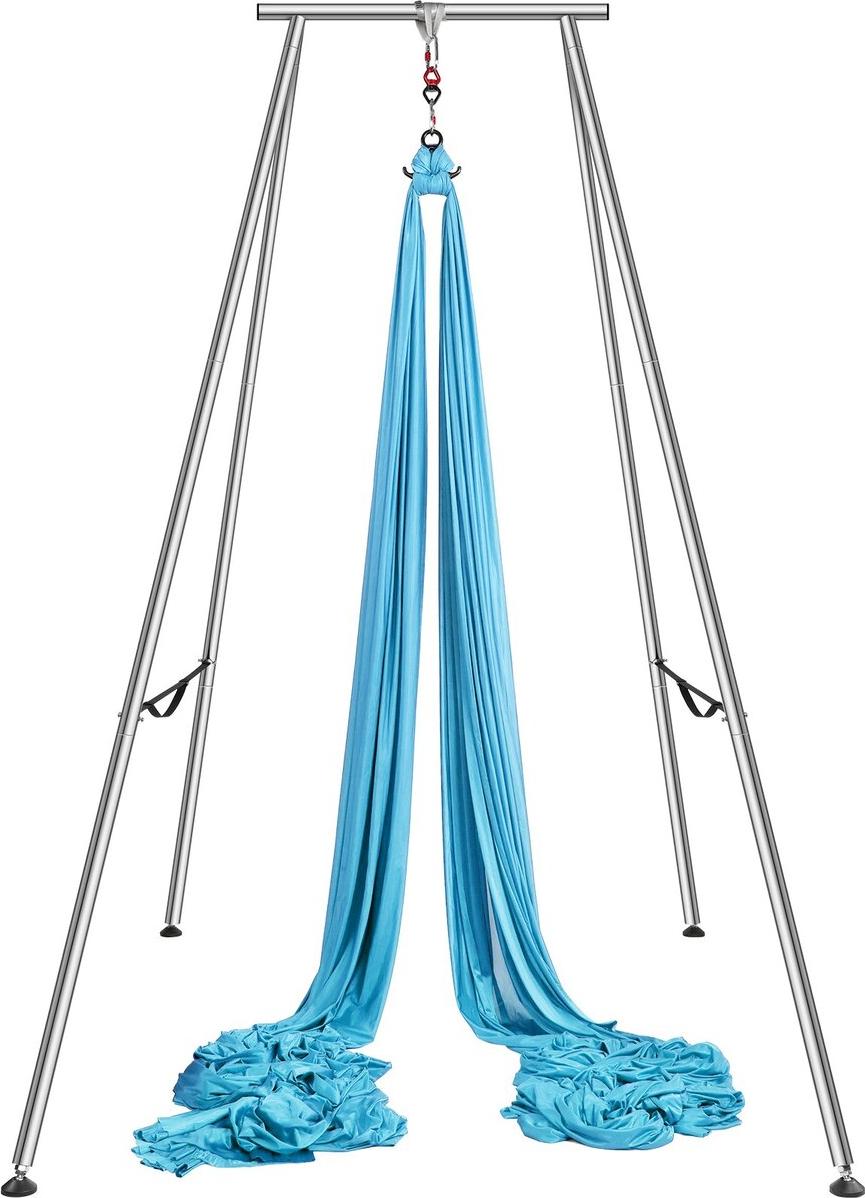 VEVOR Aerial Yoga Frame & Yoga Hammock, 9.67 ft Height Professional Yoga Swing Stand Comes with 13.1 Yards Aerial Hammock, Max 551.15 lbs Load Capacity Yoga Rig for Indoor Outdoor Aerial Yoga, Blue