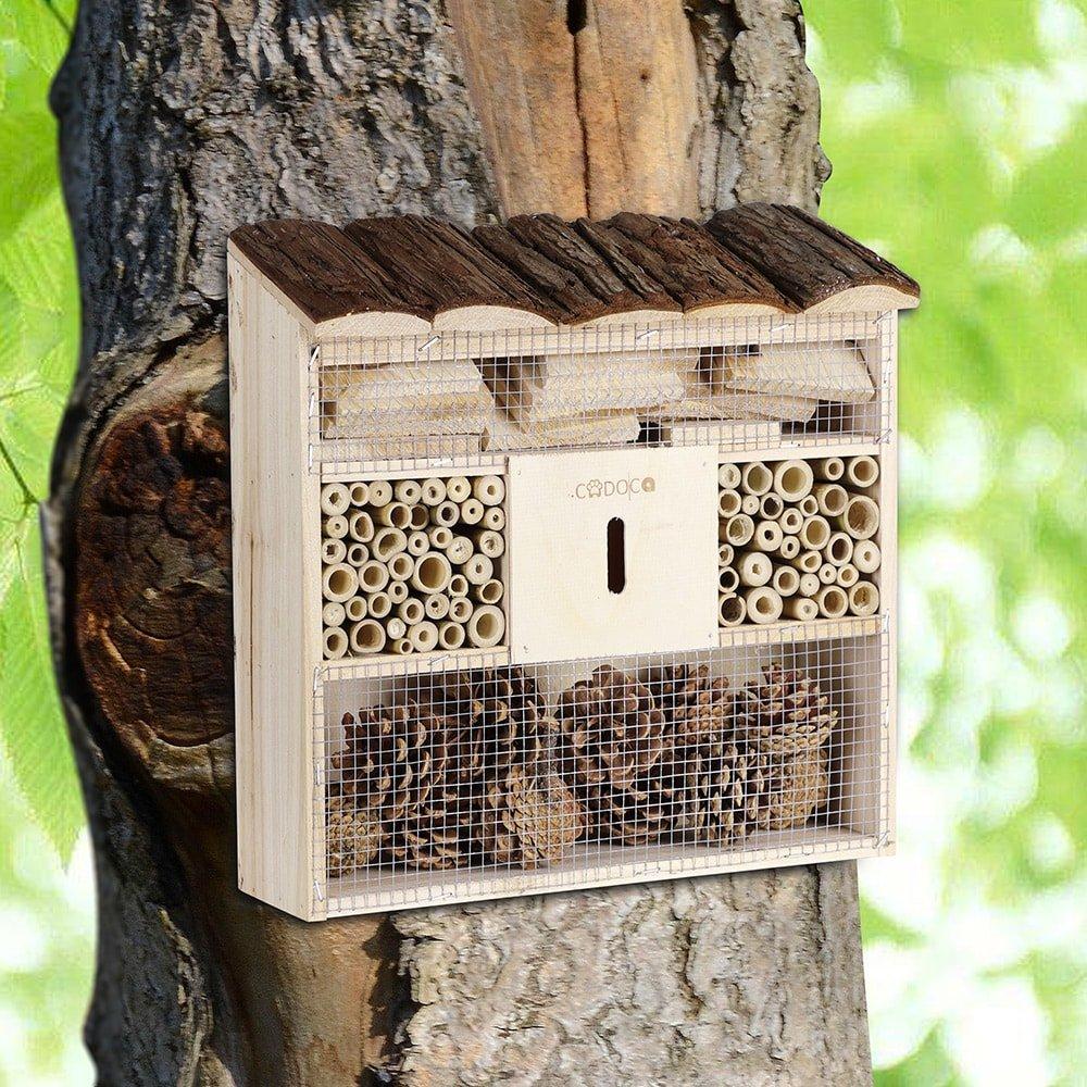 B2X Insektenhotel für Bienen und andere Krabbeltiere, 30,5 x 9,5 x 31 cm, Naturmaterialien