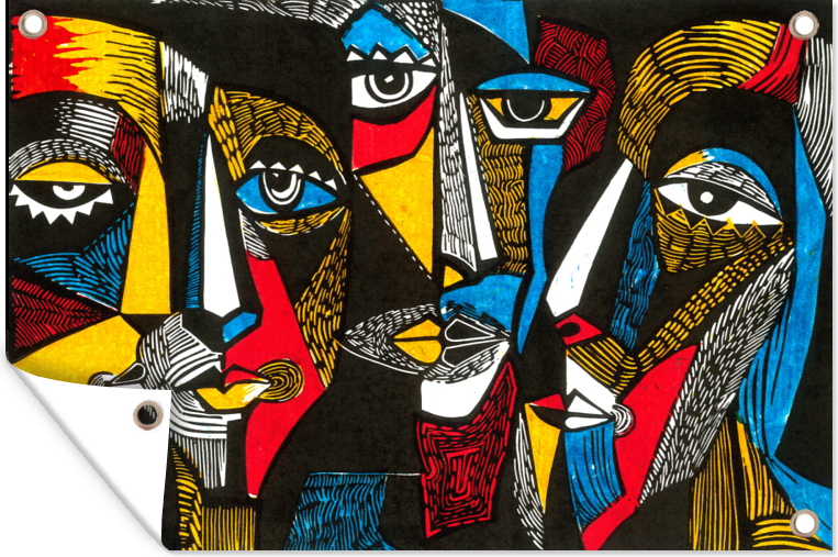 MuchoWow® 60x40 cm Outdoor-Poster Gartendeko Sichtschutz Garten Poster für den Garten Malerei - Ölgemälde - Kubismus 133|891514619