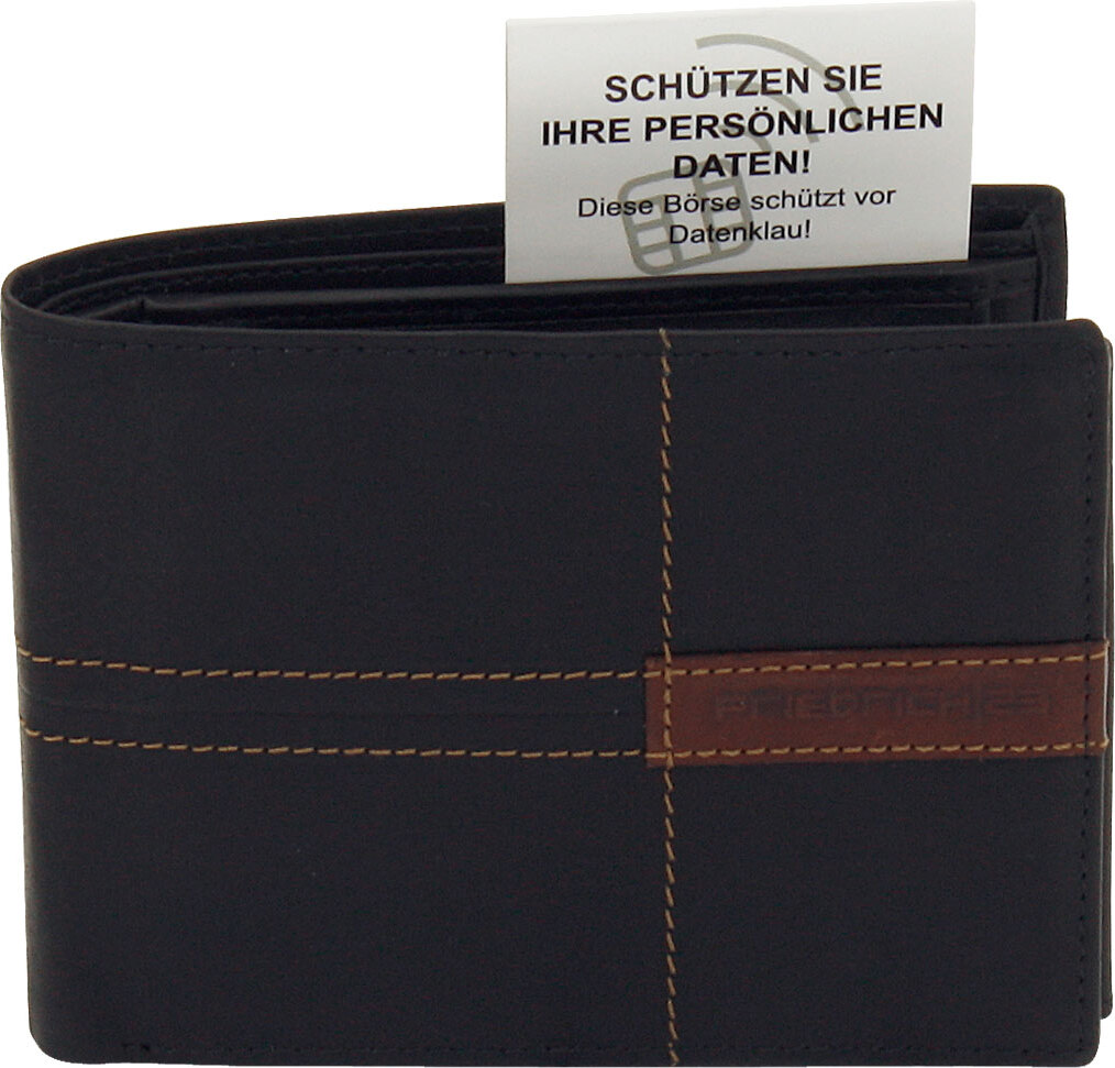Friedrich Lederwaren Scheintasche Leder schwarz RFIDScannerschutz, 16051-2