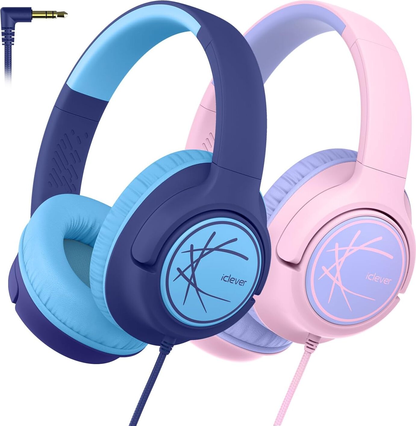 Detské slúchadlá [2 balenia], slúchadlá pre deti s káblom, bezpečná hlasitosť 85 dBA, stereo zvuk, skladacie 3,5 mm Aux Jack slúchadlá pre iPad